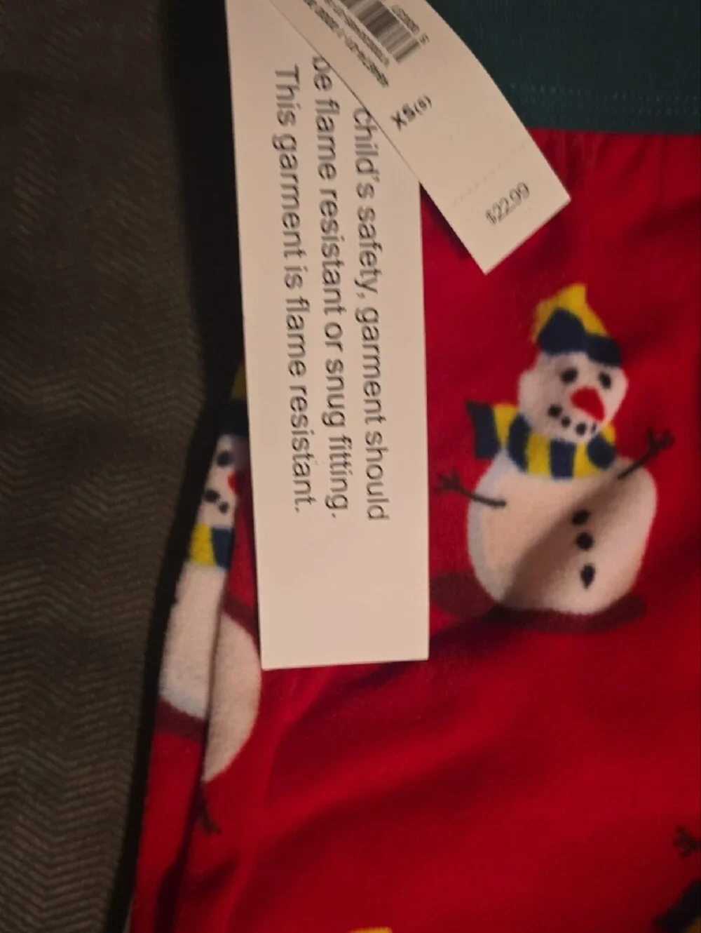 Old Navy Red Snowman Print Pajama Bottoms with Green Waistband